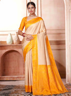 Cream Kanjivaram Silk Saree