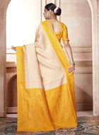 Cream Kanjivaram Silk Saree