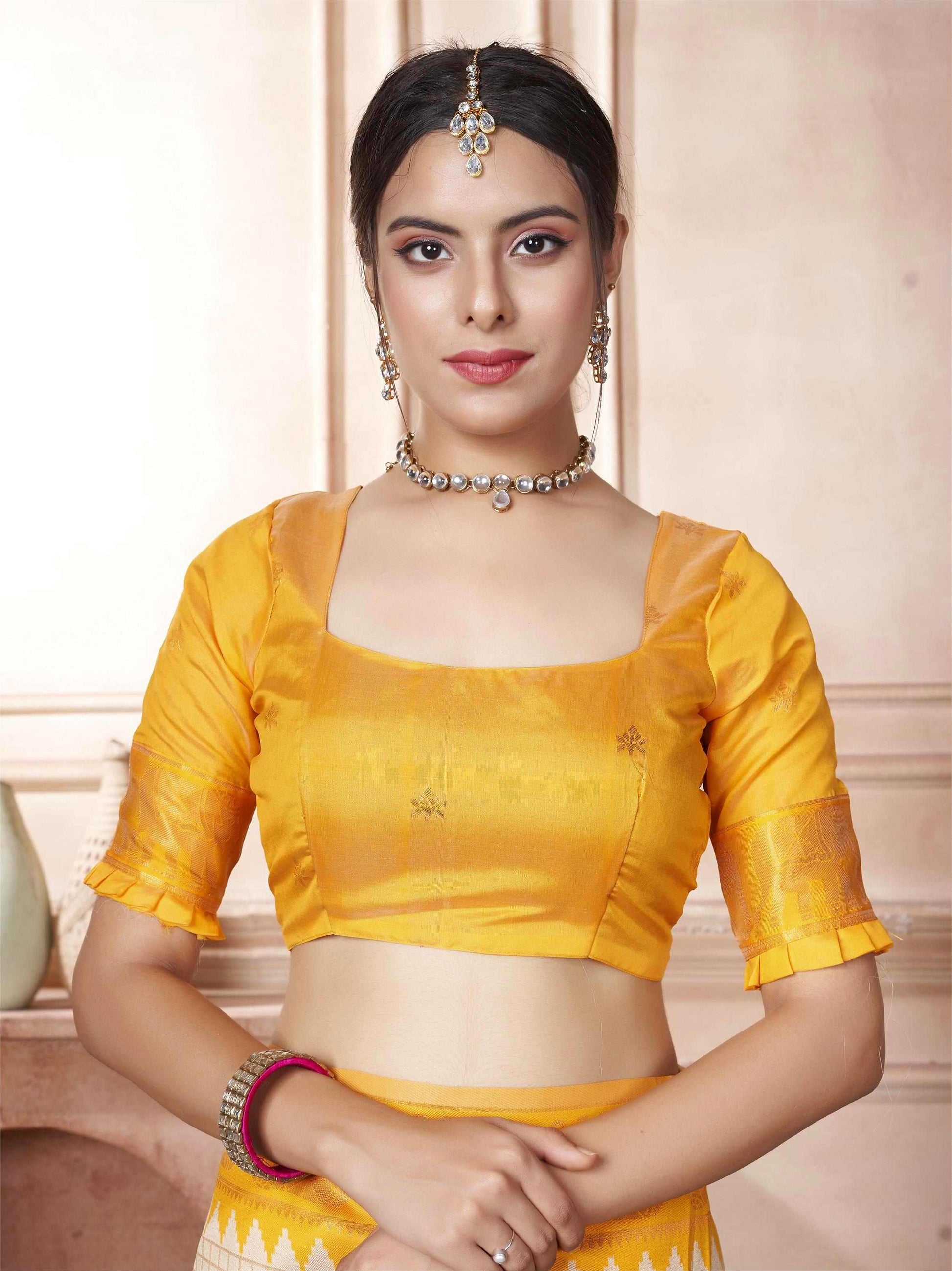 Cream Kanjivaram Silk Saree