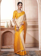 Cream Kanjivaram Silk Saree