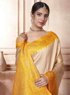 Cream Kanjivaram Silk Saree