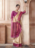 Cream Kanjivaram Silk Saree