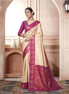 Cream Kanjivaram Silk Saree