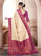 Cream Kanjivaram Silk Saree
