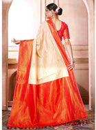 Cream Kanjivaram Silk Saree