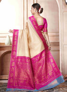 Cream Kanjivaram Silk Saree