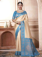 Cream Kanjivaram Silk Saree