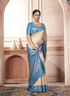 Cream Kanjivaram Silk Saree