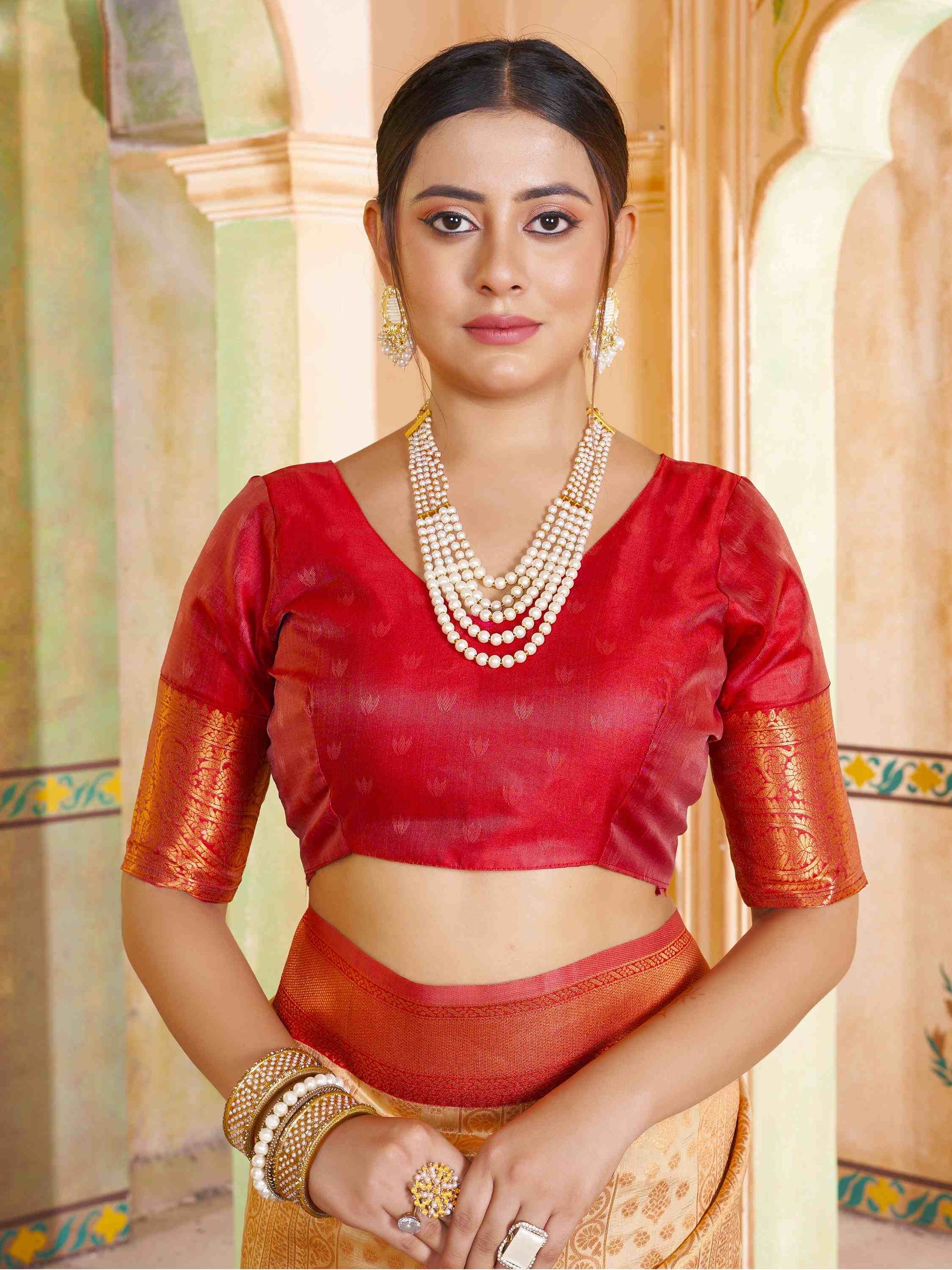 Cream Kanjivaram Silk Saree