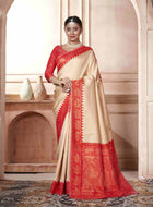 Cream Kanjivaram Silk Saree