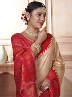 Cream Kanjivaram Silk Saree