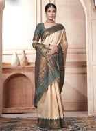 Cream Kanjivaram Silk Saree