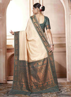 Cream Kanjivaram Silk Saree
