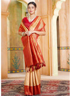 Cream Kanjivaram Silk Saree