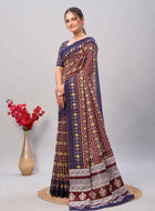 Dark Maroon Jaipuri cotton saree
