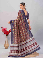 Dark Maroon Jaipuri cotton saree
