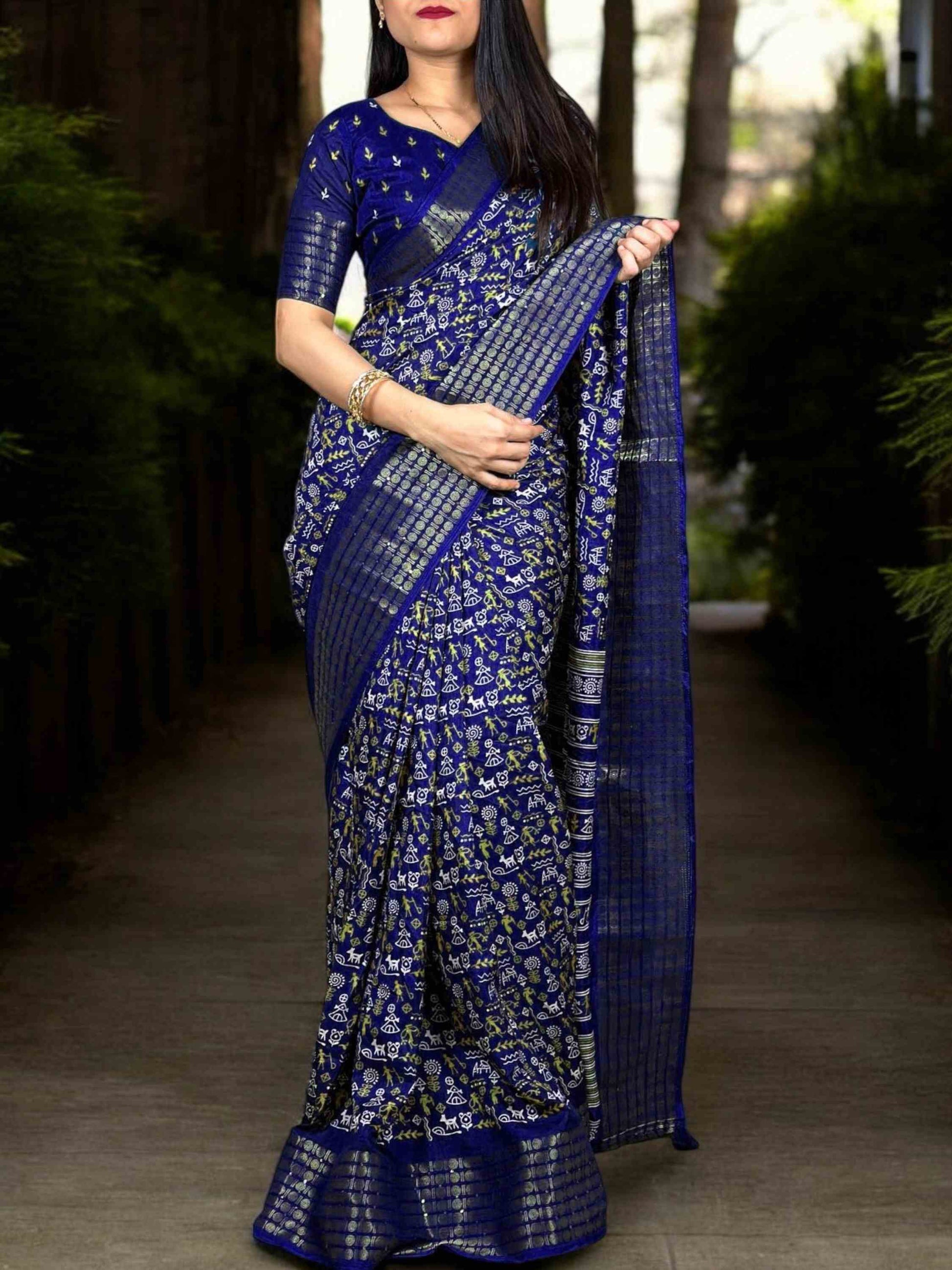Dola Silk Saree Navy Blue