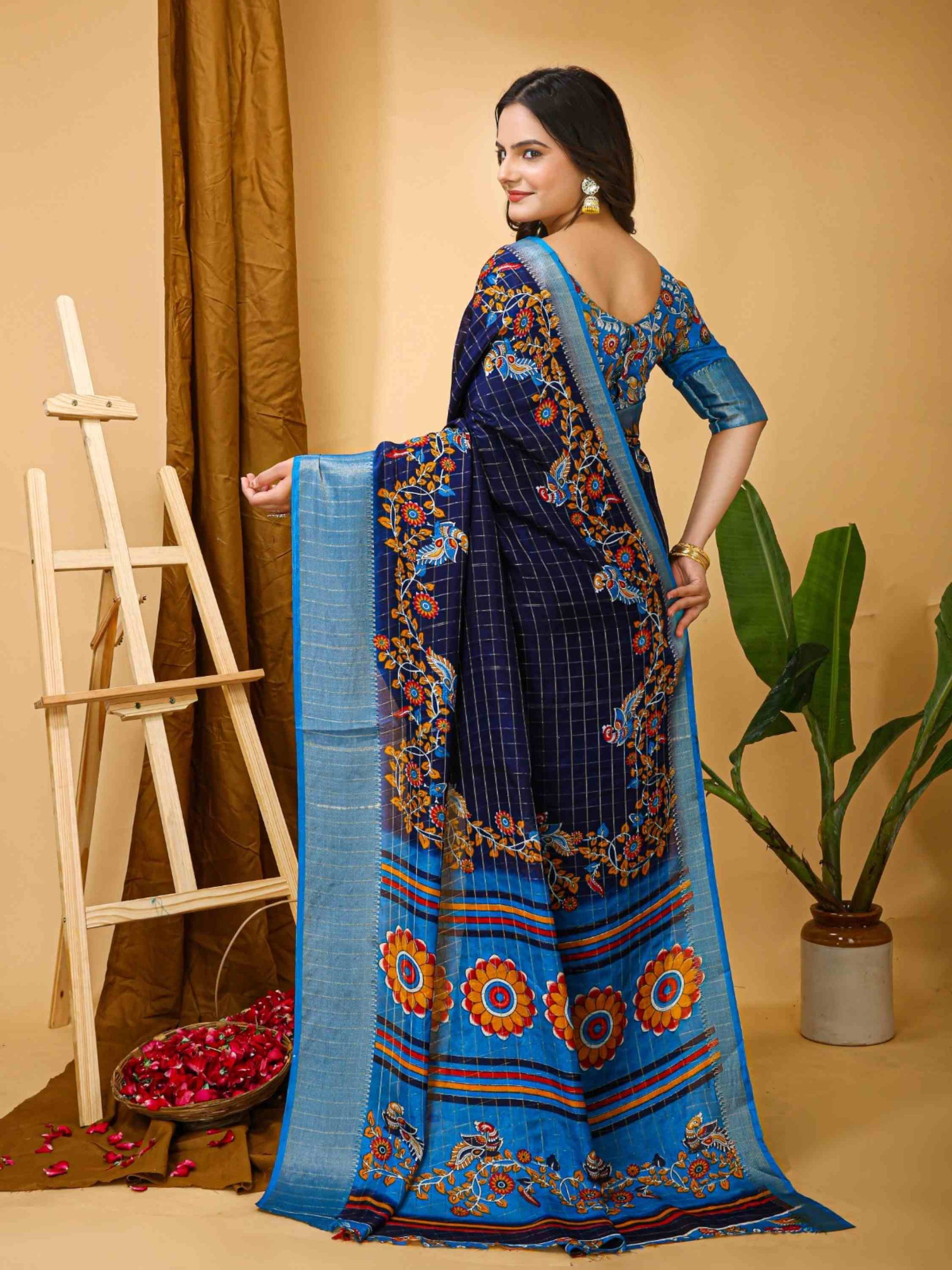 Dola Silk Saree Navy Blue