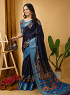 Dola Silk Saree Navy Blue