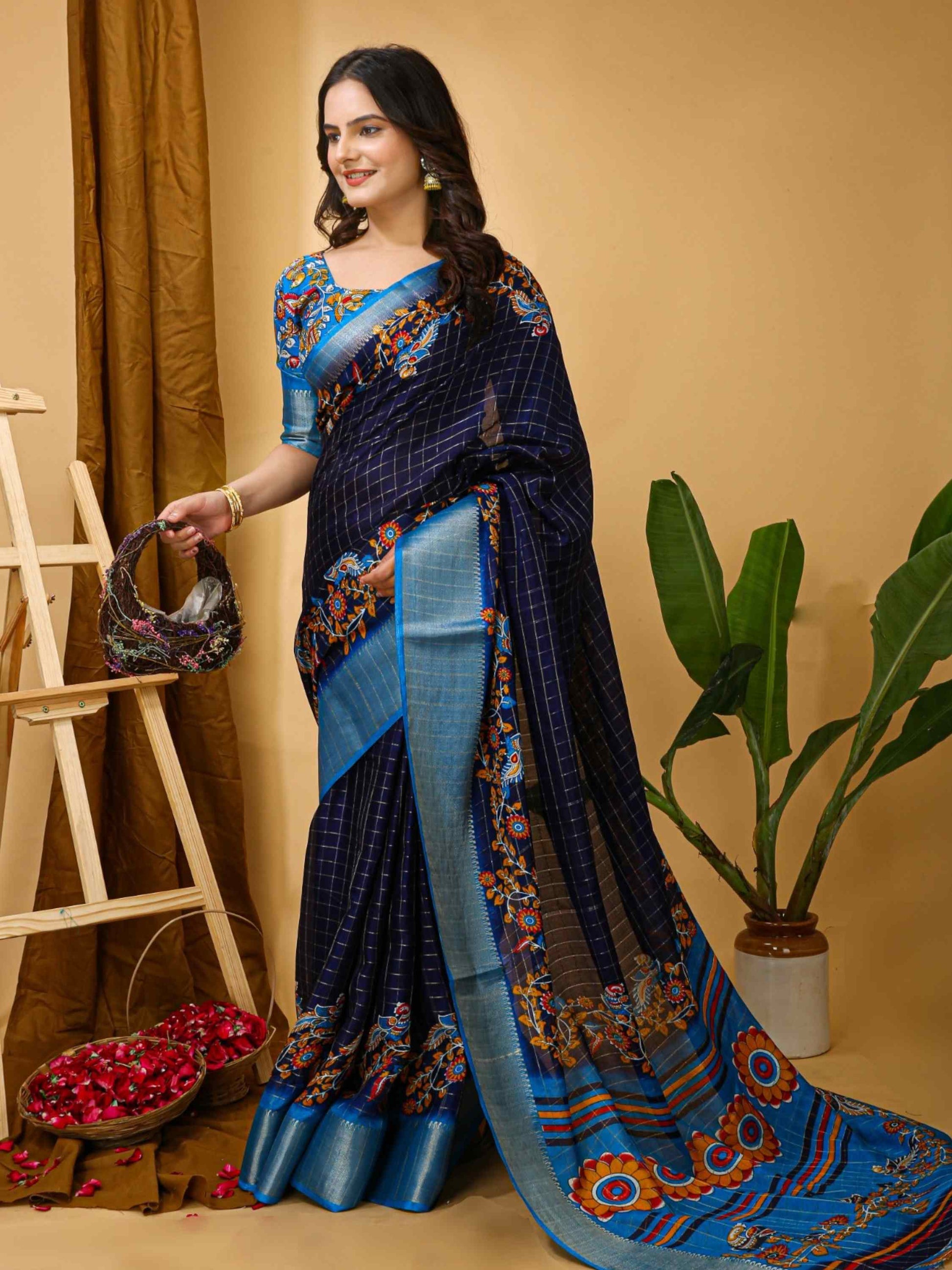 Dola Silk Saree Navy Blue