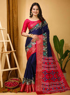 Dola Silk Saree Navy Blue