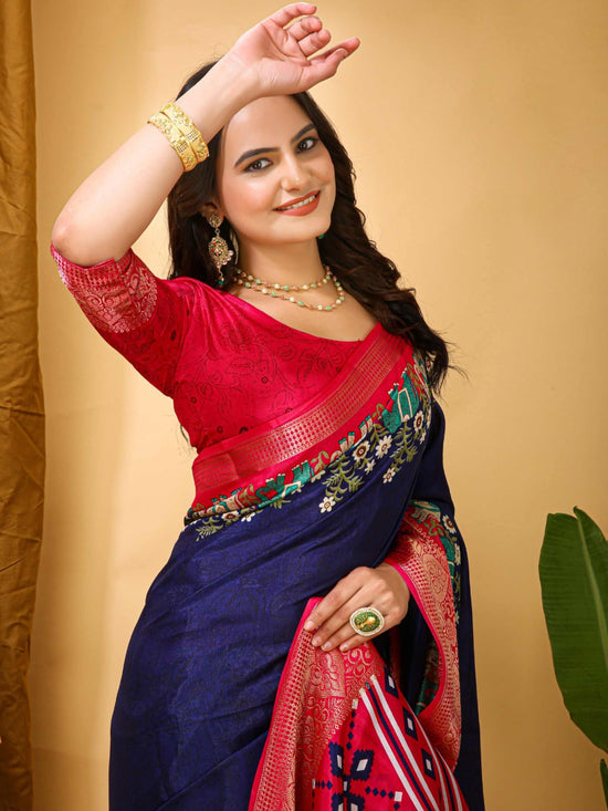 Dola Silk Saree Navy Blue
