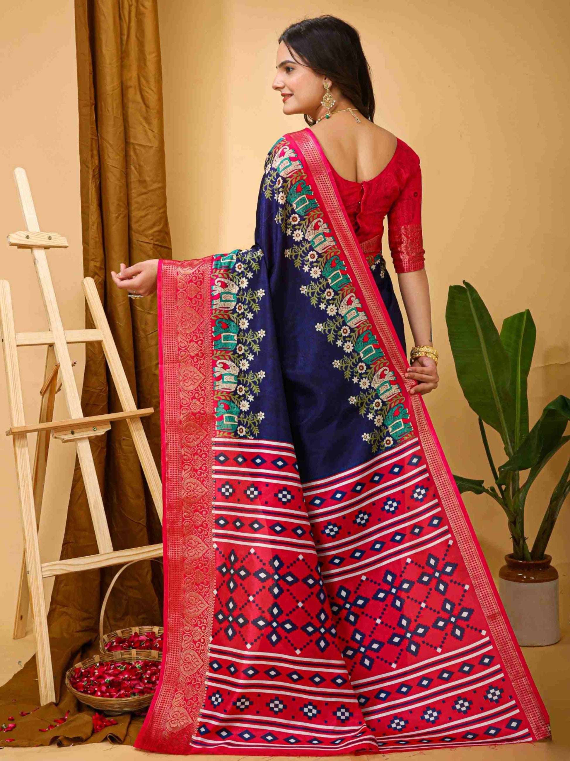 Dola Silk Saree Navy Blue