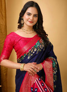 Dola Silk Saree Navy Blue