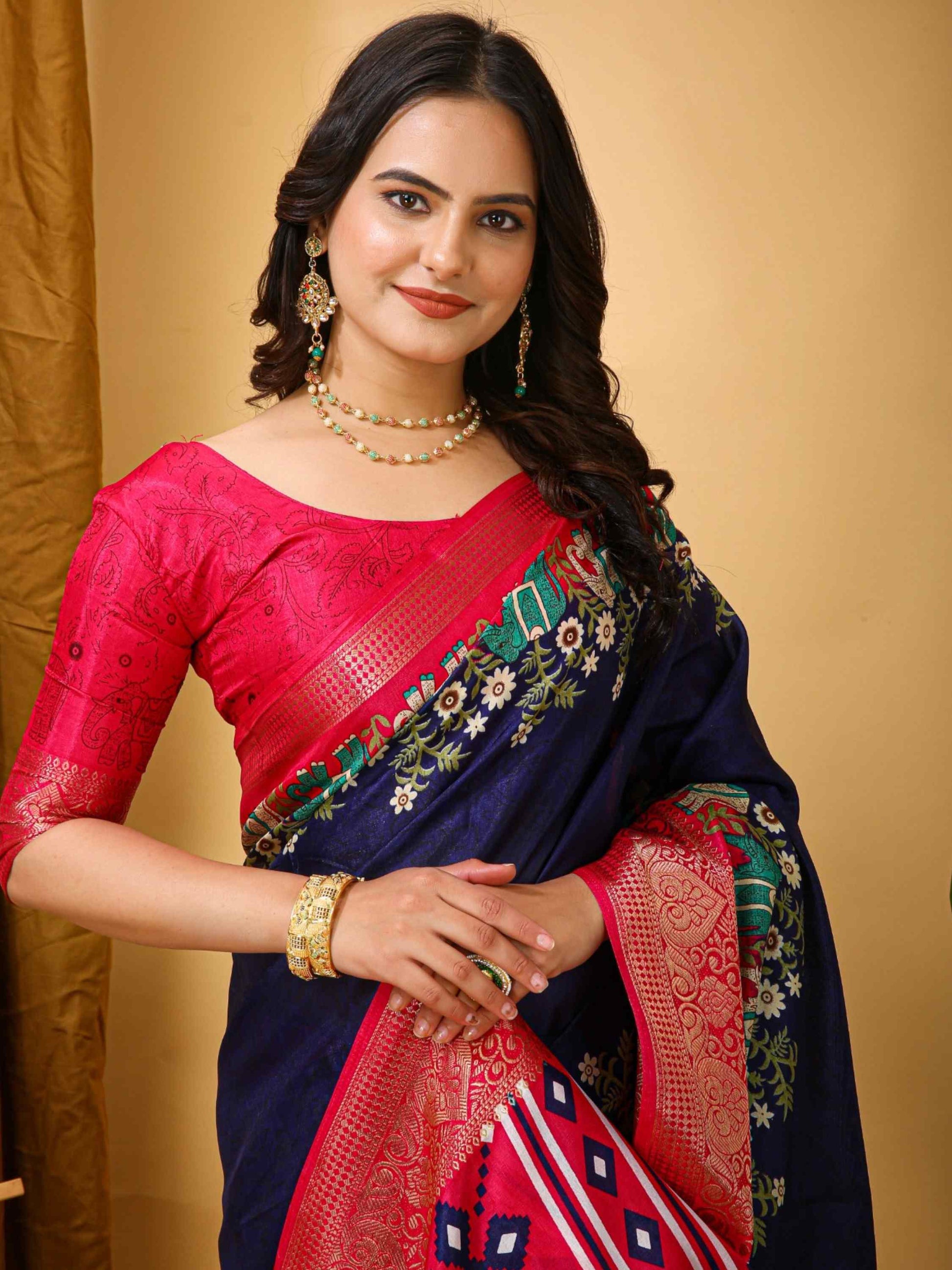 Dola Silk Saree Navy Blue