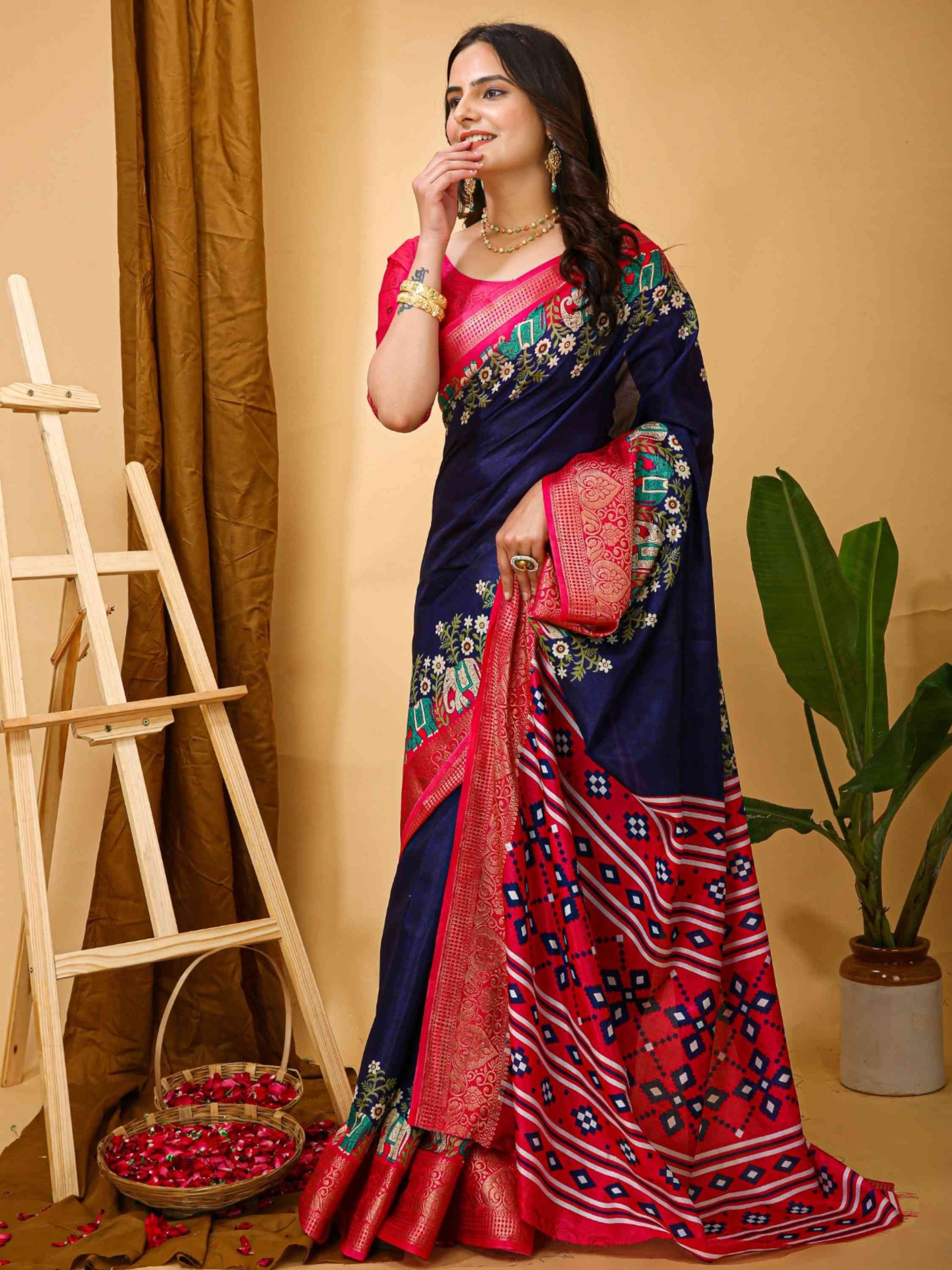 Dola Silk Saree Navy Blue