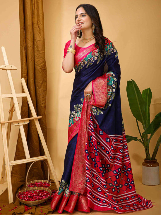Dola Silk Saree Navy Blue