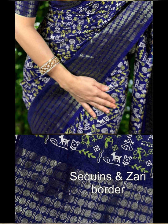 Dola Silk Saree Navy Blue