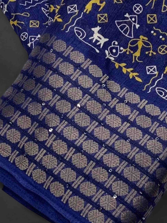 Dola Silk Saree Navy Blue