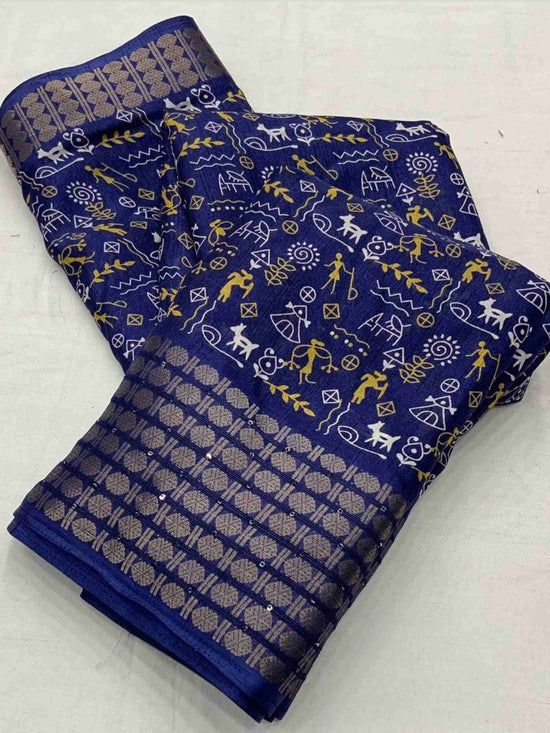 Dola Silk Saree Navy Blue