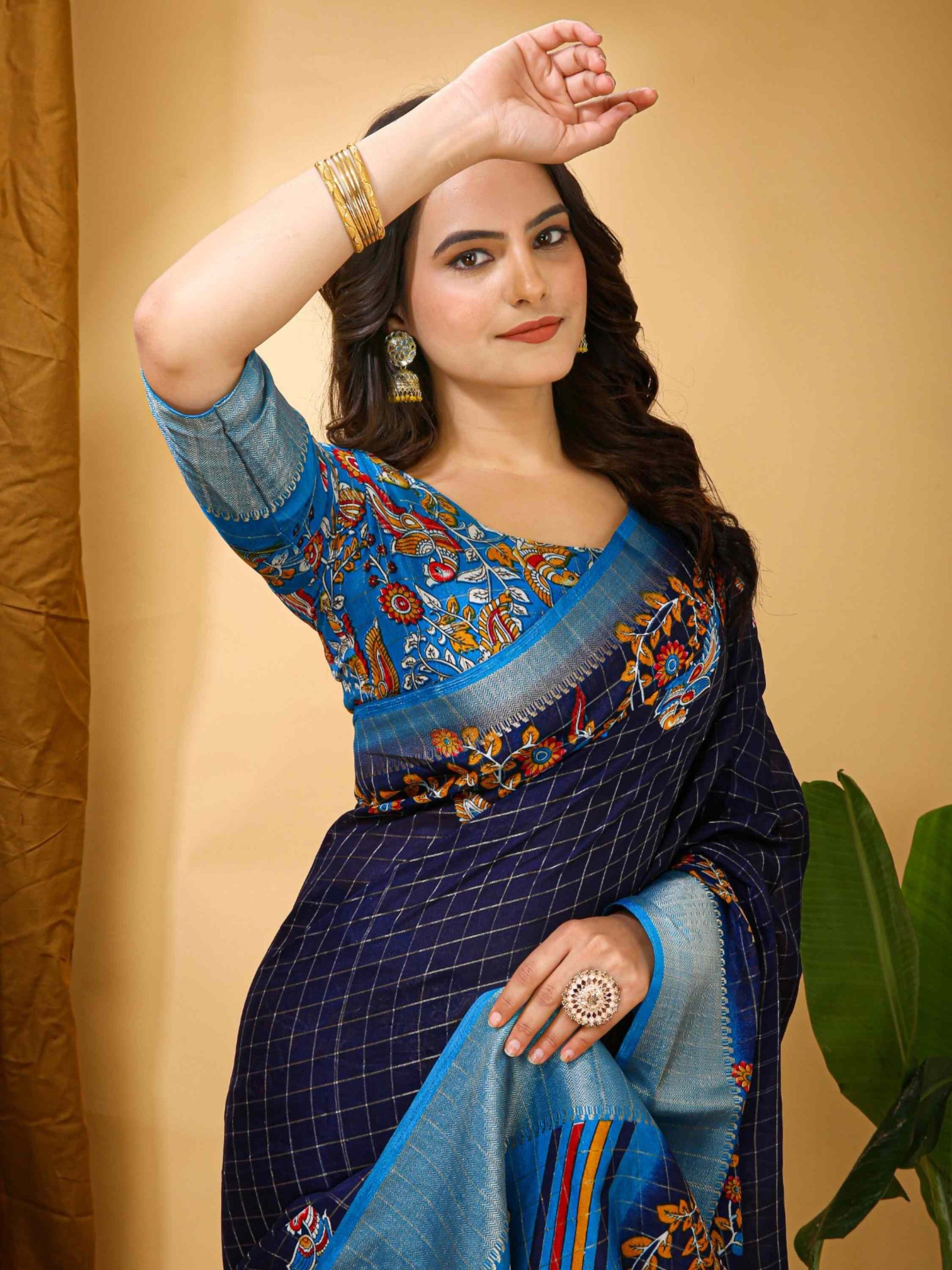 Dola Silk Saree Navy Blue