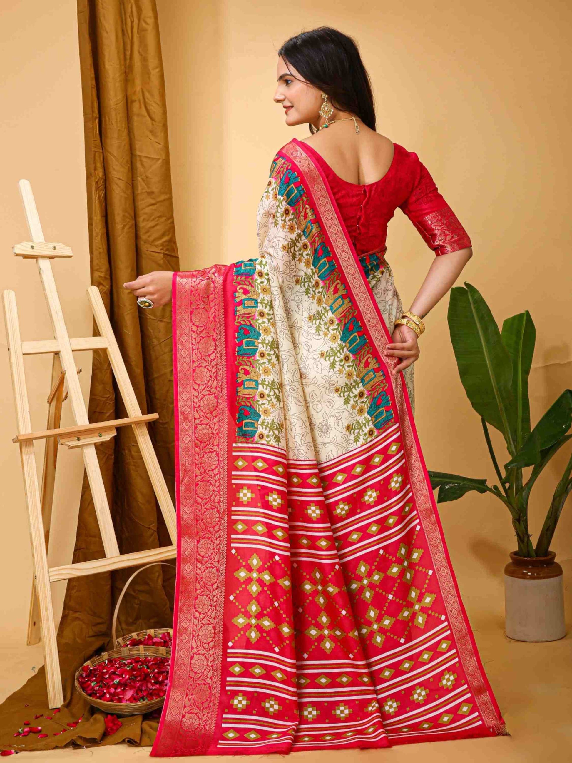 Dola Silk Saree Off White