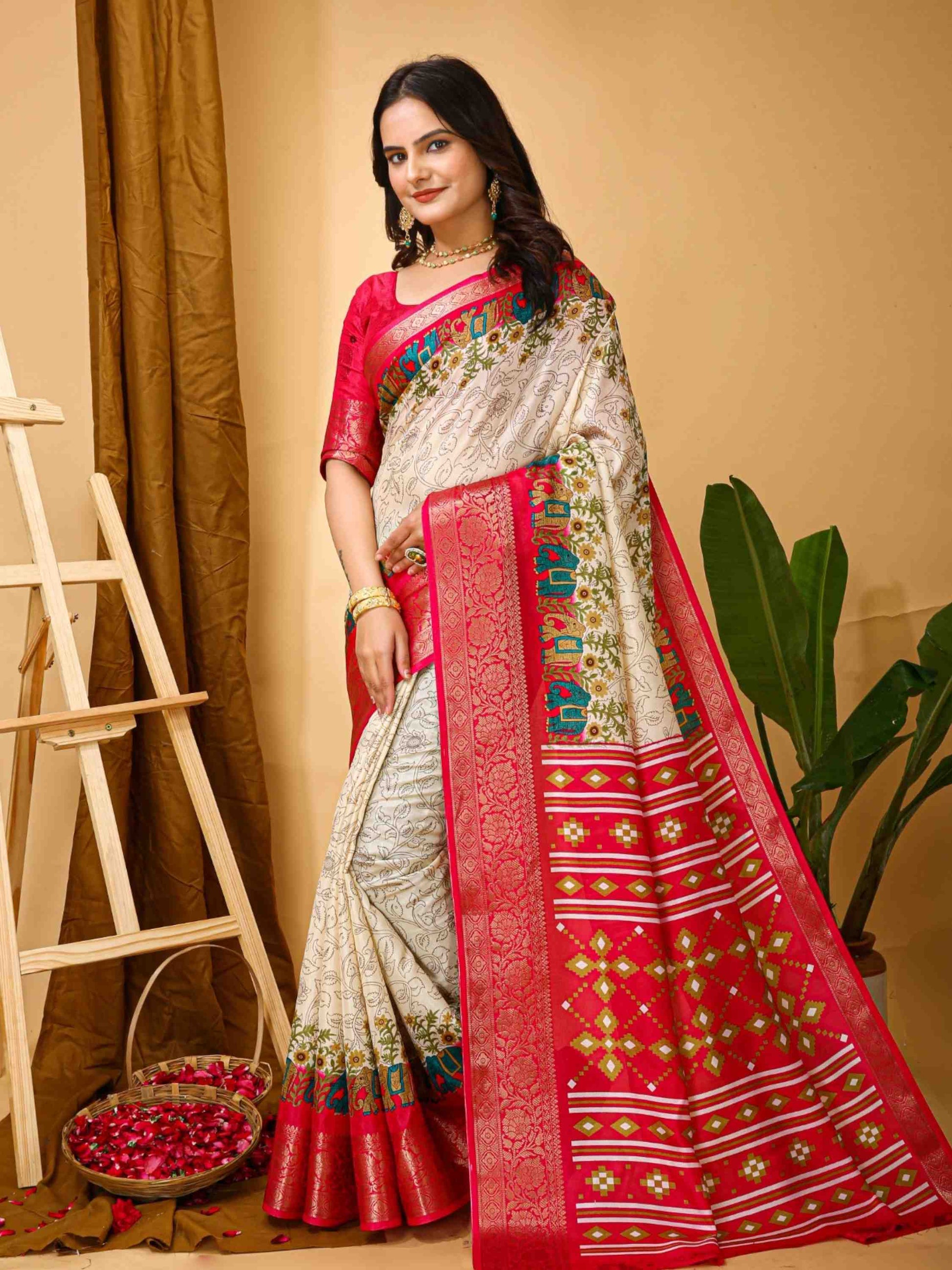 Dola Silk Saree Off White