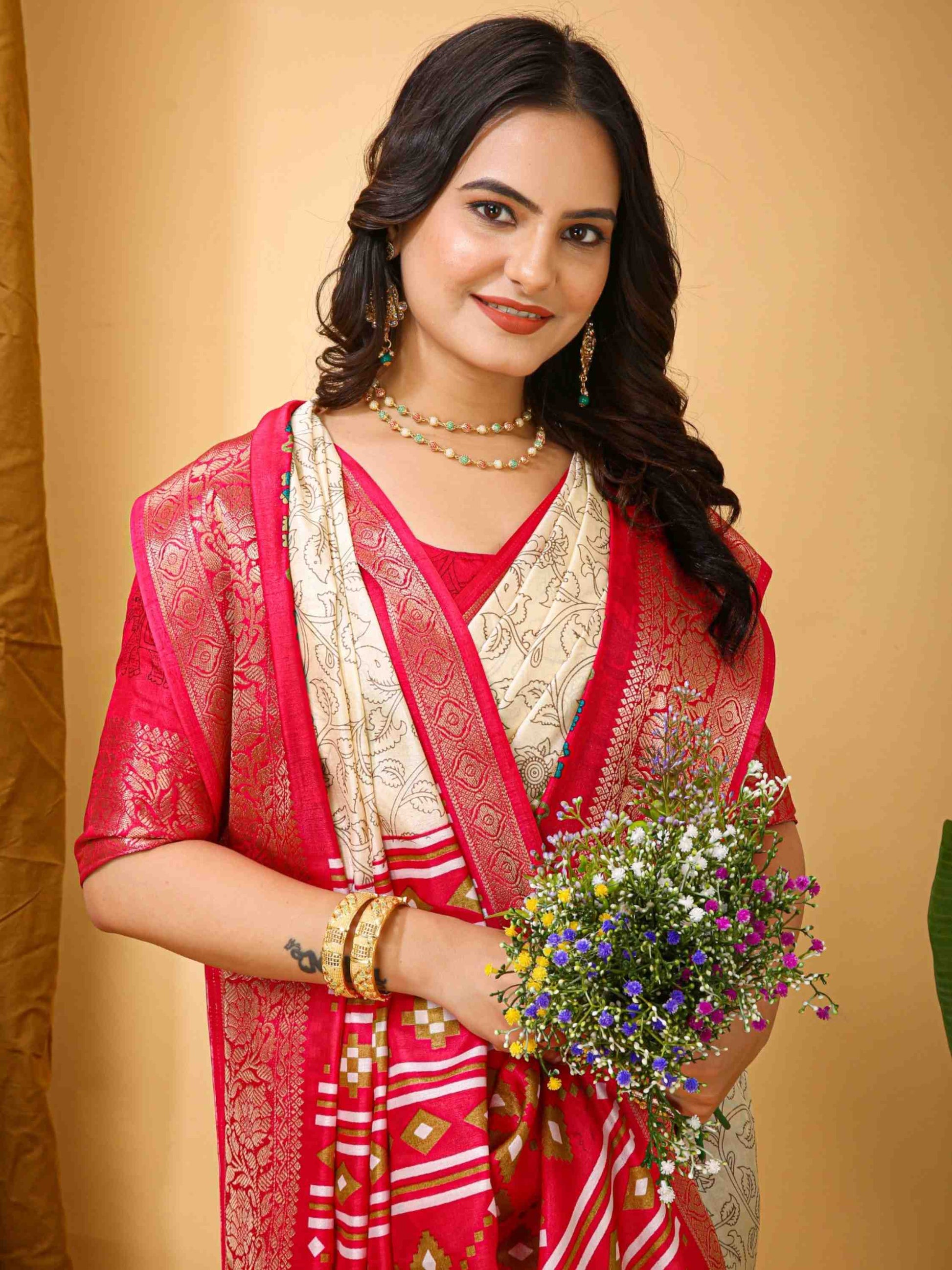 Dola Silk Saree Off White