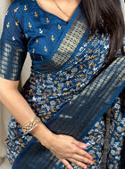 Dola Silk Saree Teal Blue