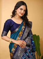 Dola Silk Saree Teal Blue