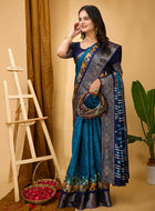 Dola Silk Saree Teal Blue