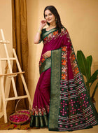 Dola Silk Saree Wine