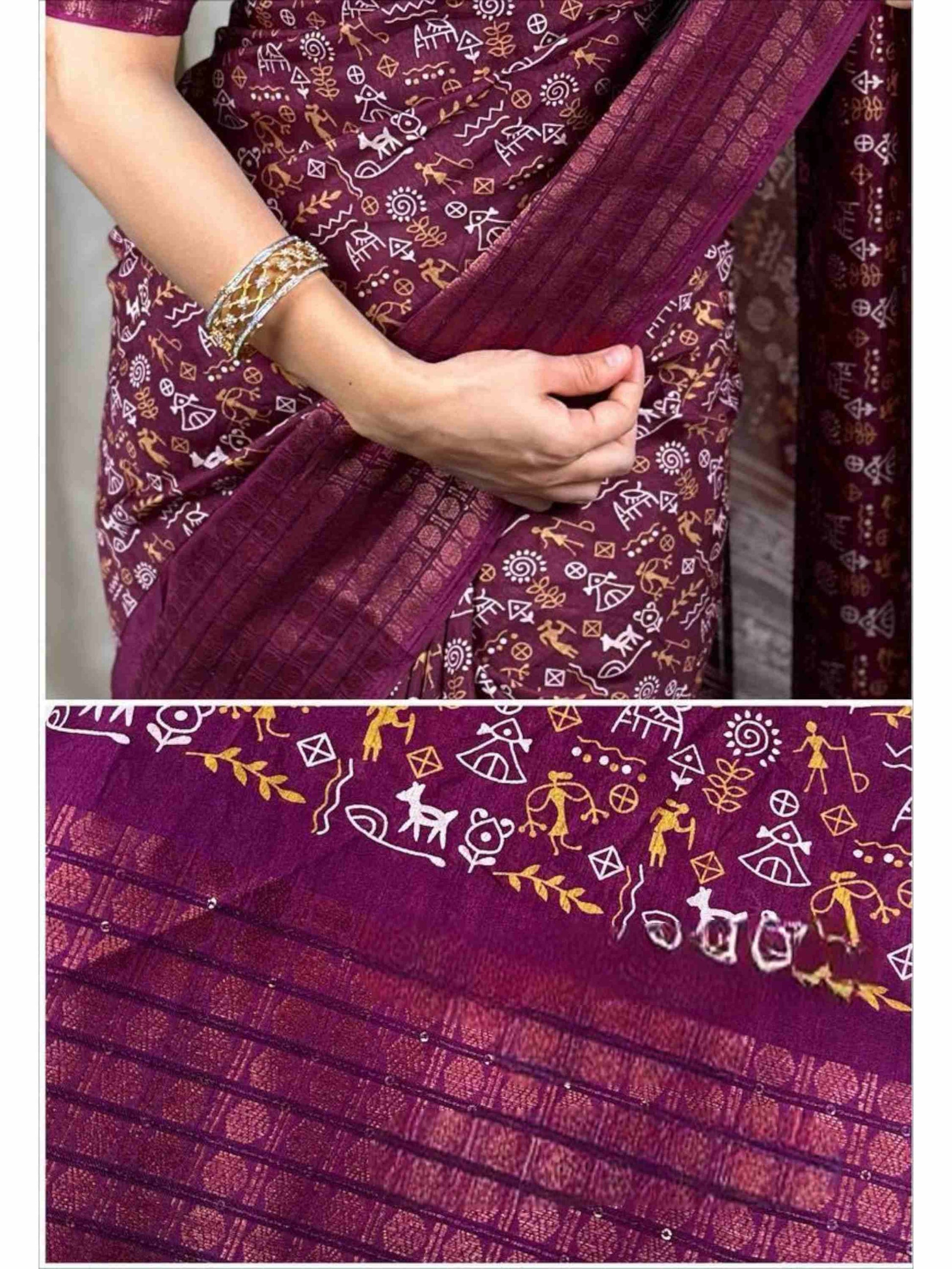 Dola Silk Saree Wine