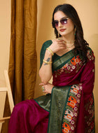 Dola Silk Saree Wine