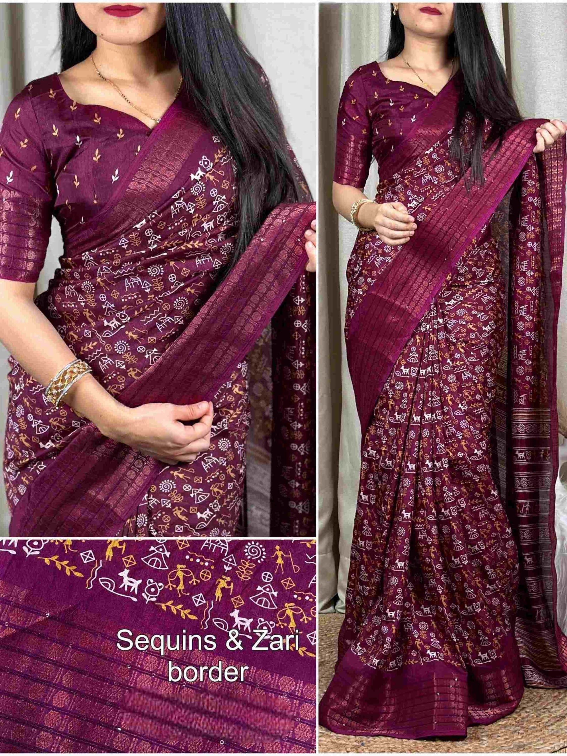 Dola Silk Saree Wine