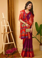Dola Silk Saree Wine