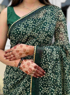 Georgette Saree Green