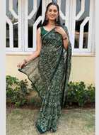 Georgette Saree Green