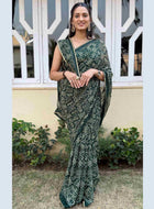 Georgette Saree Green