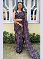 Georgette Saree Wine